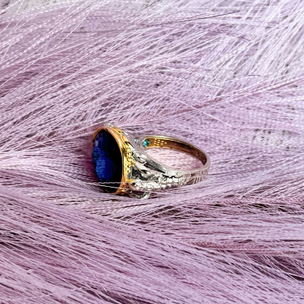 925 Silver Elegant Blue Gemstone Vintage Ring